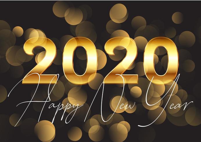 2020 Gold Happy New Year background vector