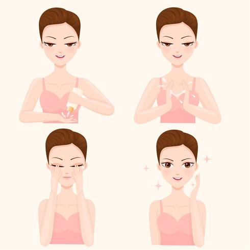 Face skin care routine vector