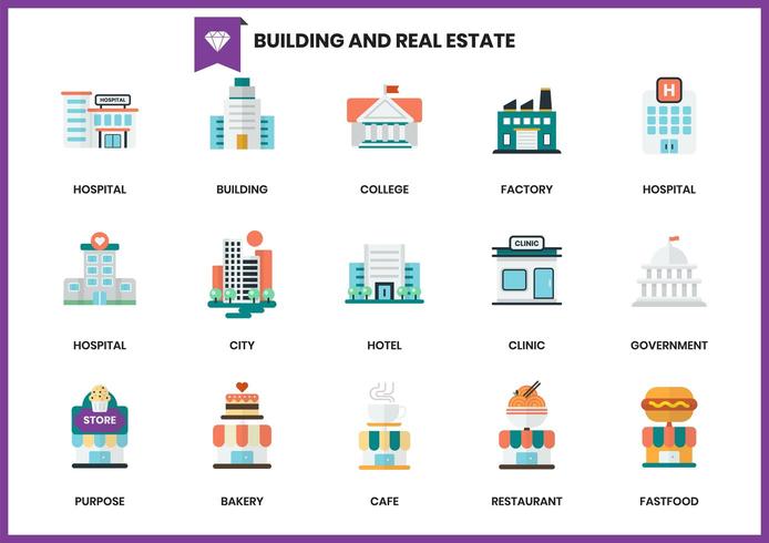 Building icons set for business on white  vector