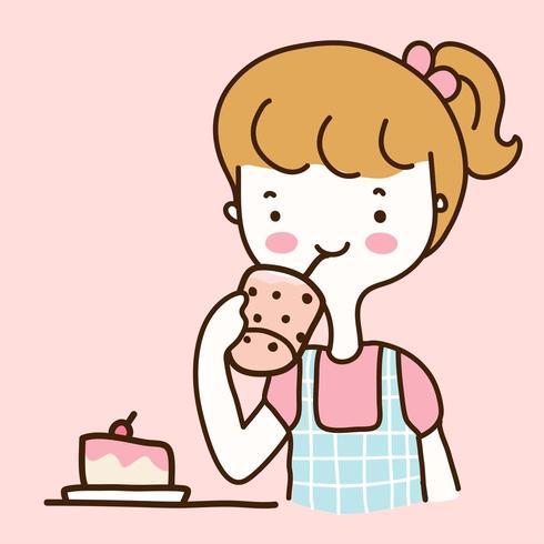 Girl drinking bubble milk tea vector