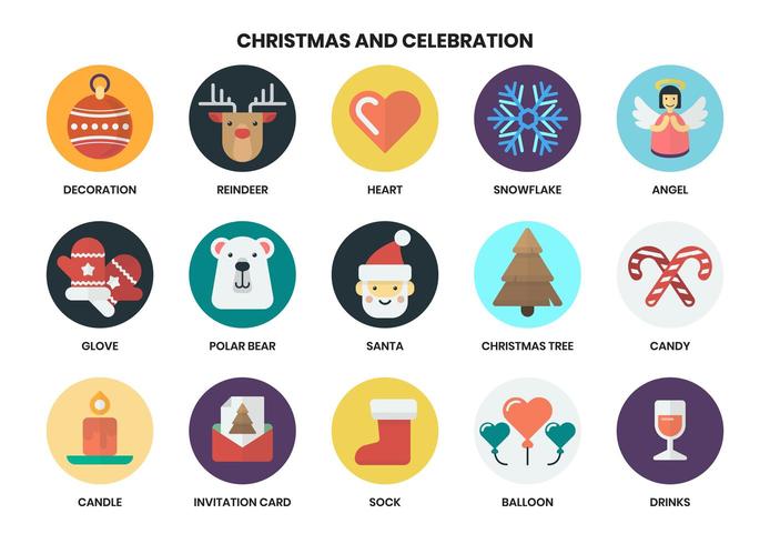 Set of round Christmas icons  vector