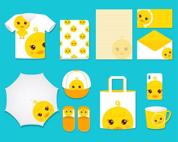 Cute Duck Graphic Gift Set vector