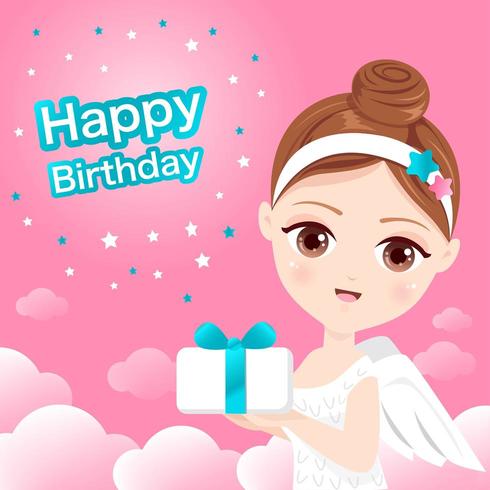 Lovely fairy with a gift box vector