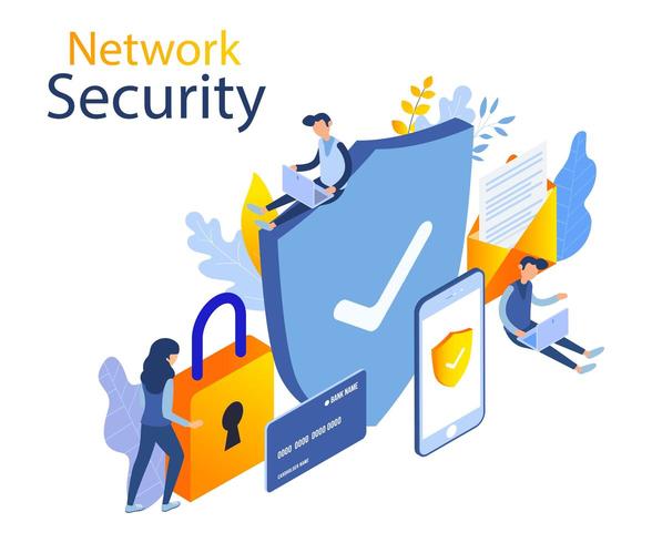 Network security modern isometric design vector