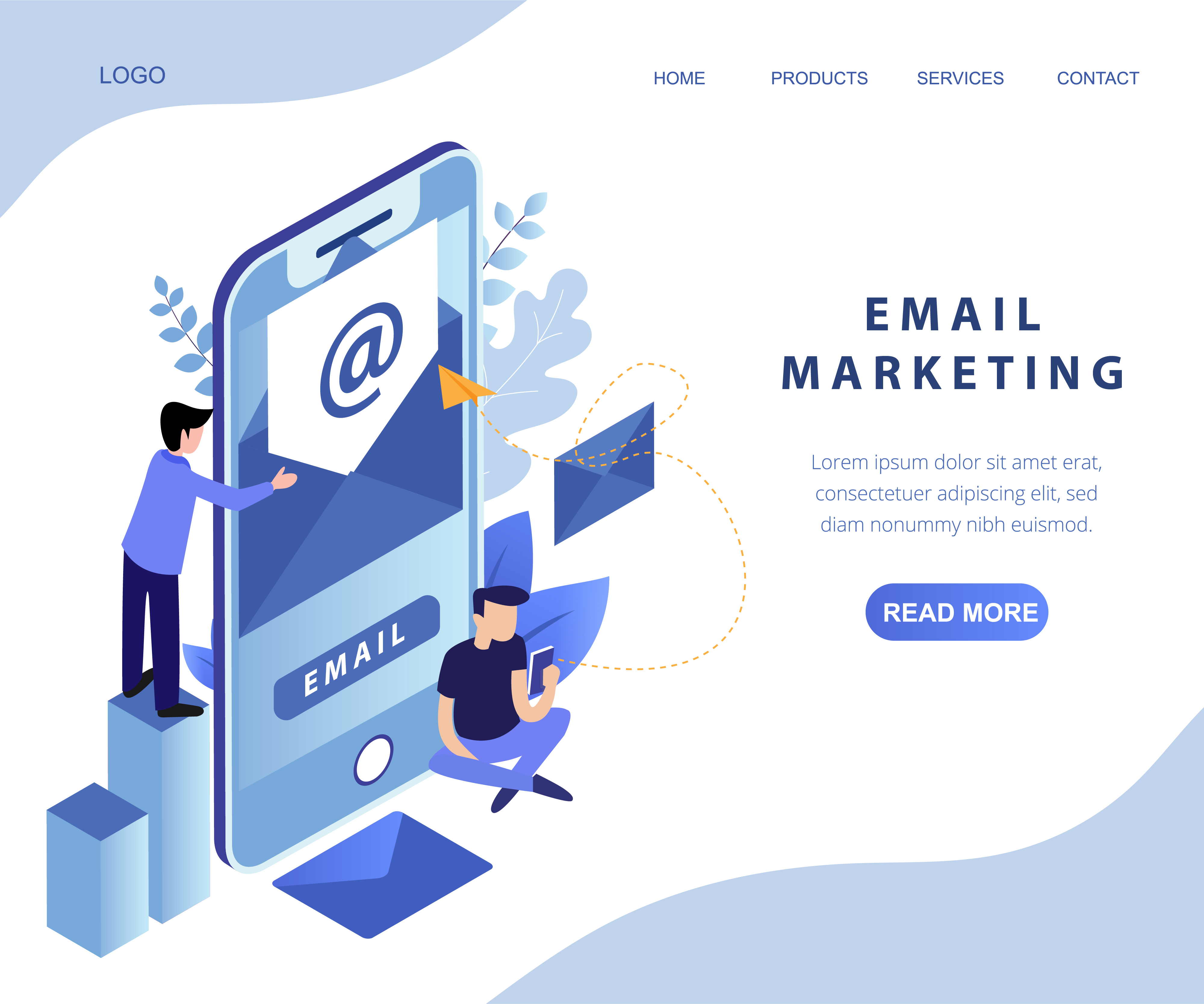 e-mail marketing isometric landing page 679127 Vector Art at Vecteezy