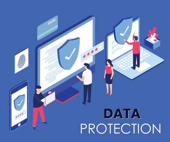 Data protection isometric design vector