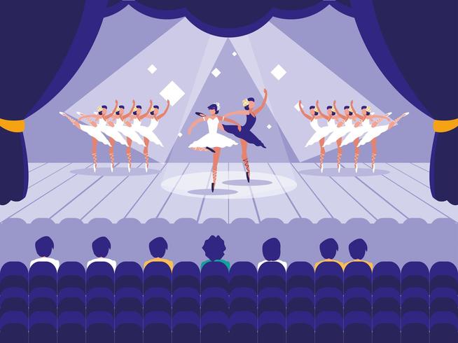 escenario con espectáculo de escena de ballet vector