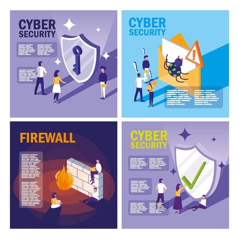 set icons of cyber security vector