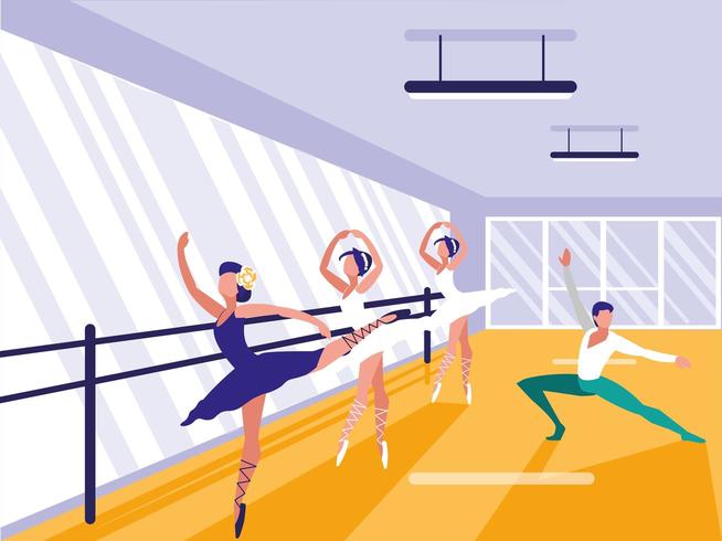 icono de escena de la escuela de ballet vector