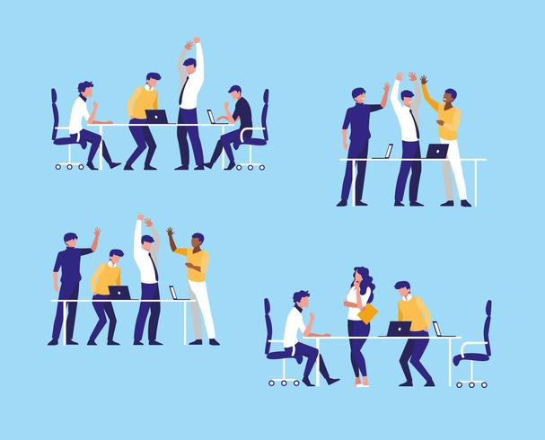 group of business people elegant in the workplace vector