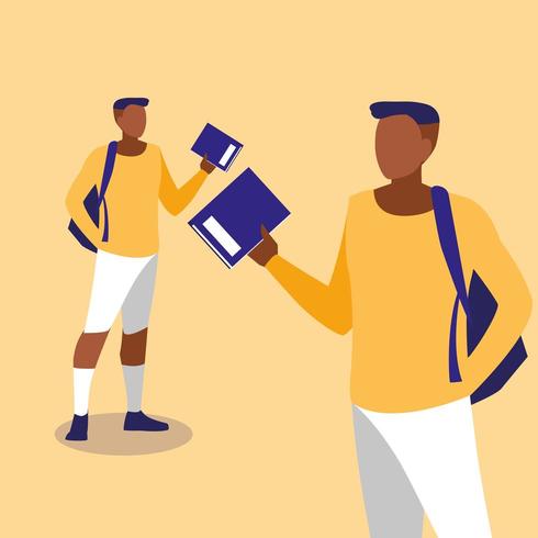 young guys modeling with notebooks vector