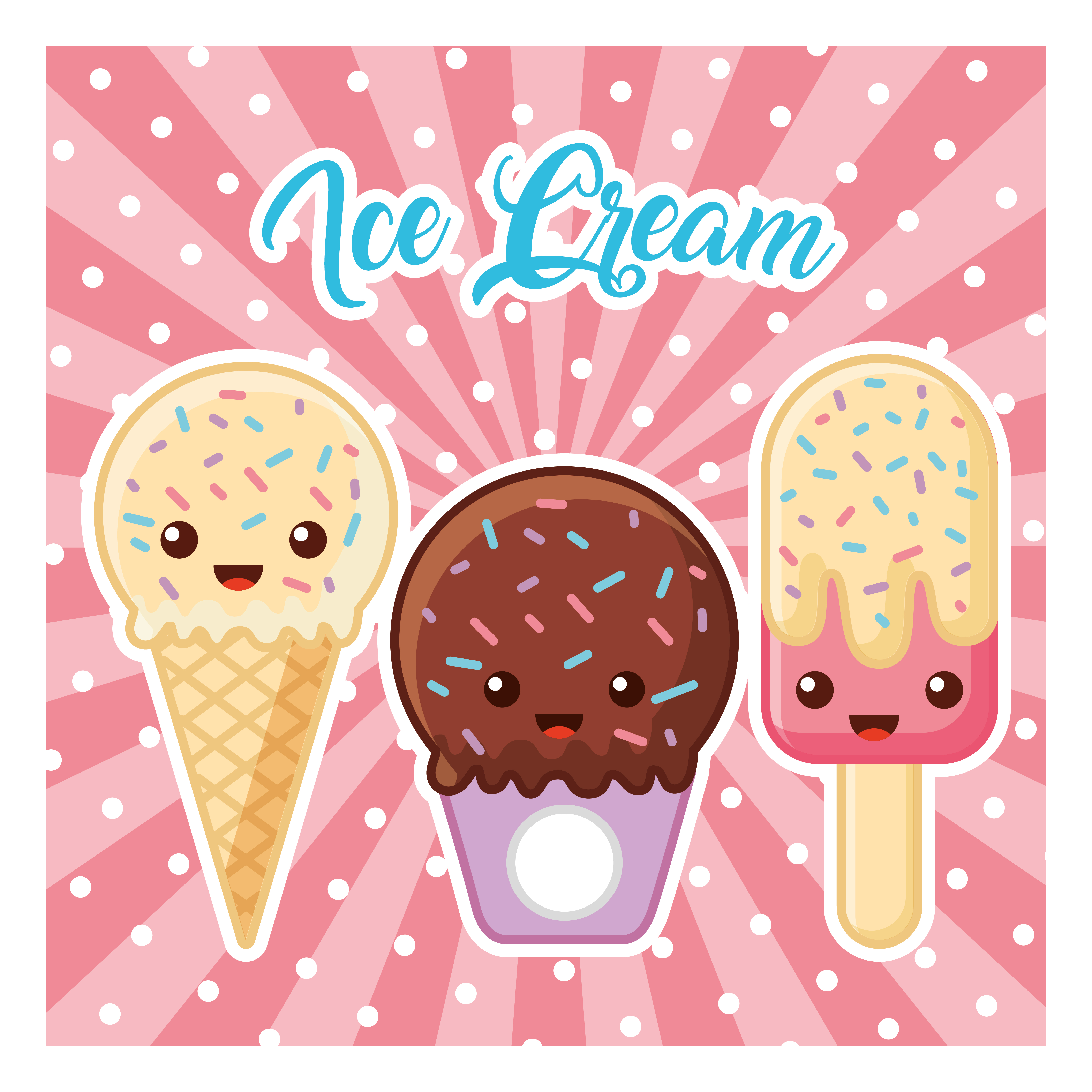 Cartoon ice cream cones with faces 679252 Vector Art at Vecteezy