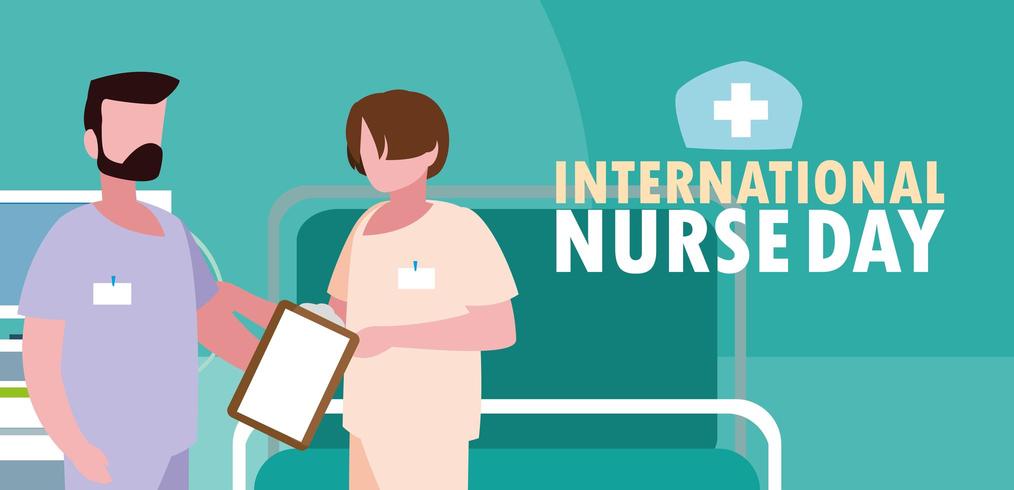 international nurse day with group of professionals vector