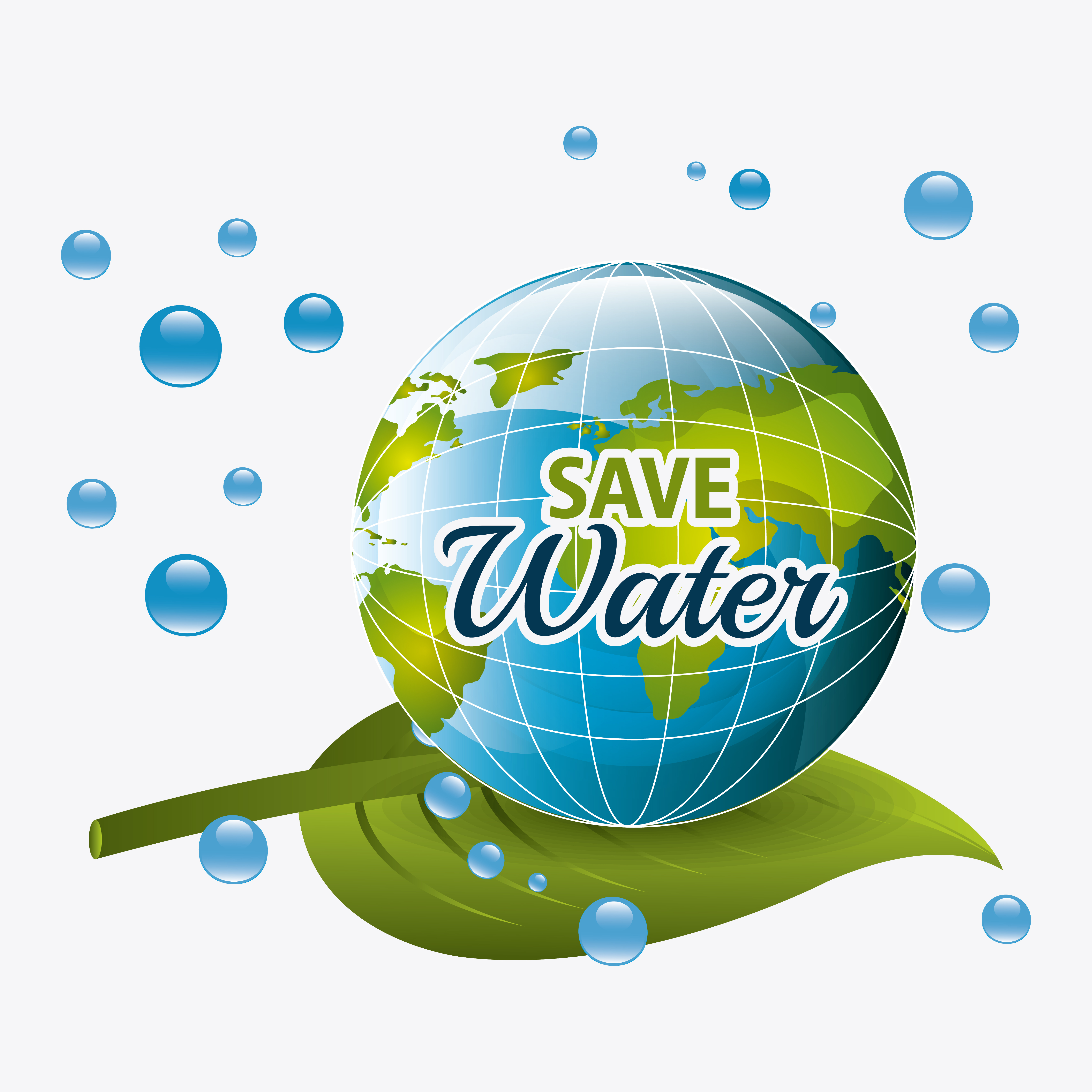 Save water design with globe, water drops and leaf 679323 Vector Art at
