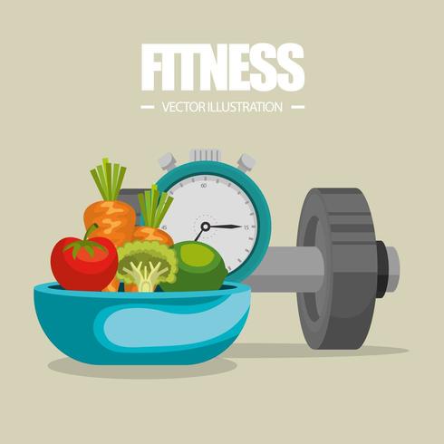 iconos de alimentación y fitness saludable vector