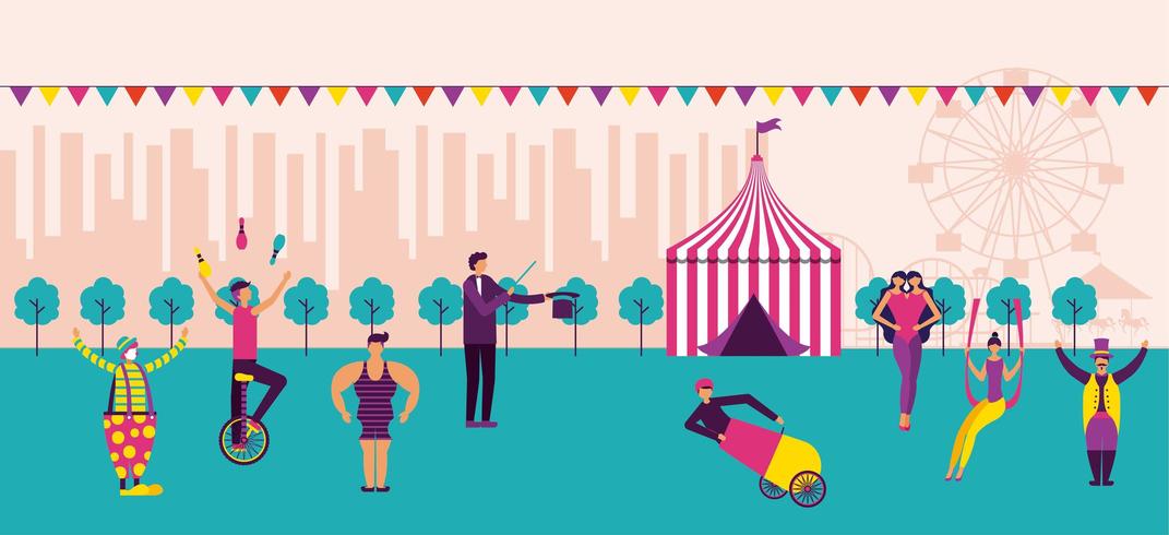 Carnival and circus scene  vector