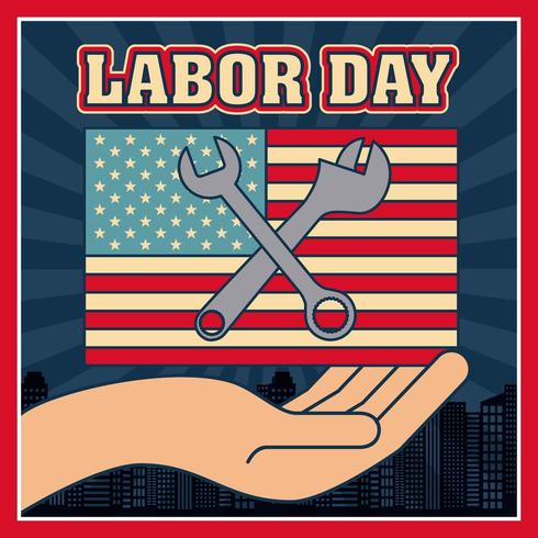 Retro labor day card  vector