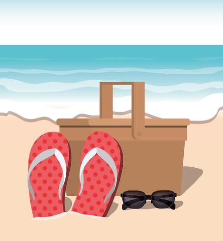 summer flip flops in the beach design vector