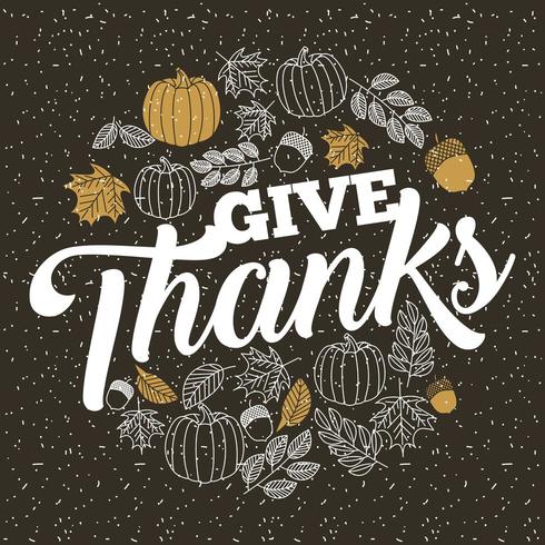 Thanksgiving message with pumpkin drawings vector