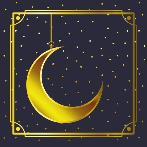 golden frame with moon crescent hanging vector