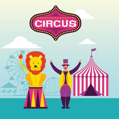 Escena de circo retro vector