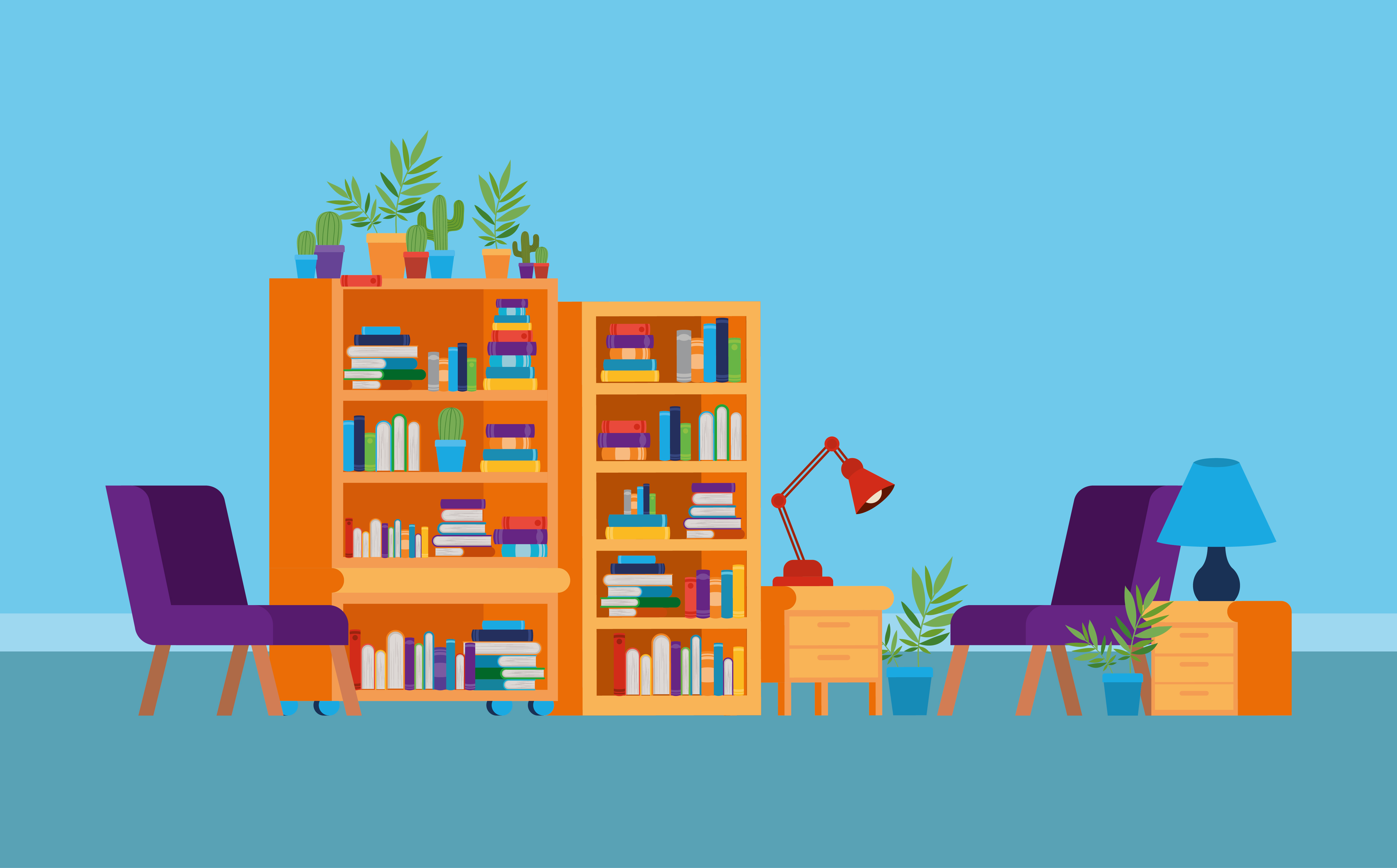 Bookshelves in Study Room 679446 Vector Art at Vecteezy