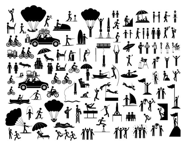 Set of People doing activities icons  vector