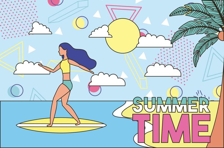 Bright retro summer time poster  vector