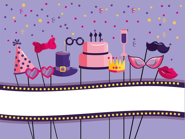 happy birthday decoration set vector