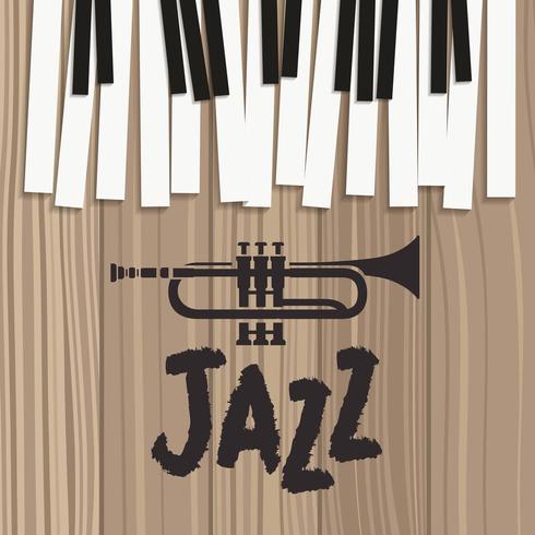 cartel de jazz con teclado de piano y trompeta vector