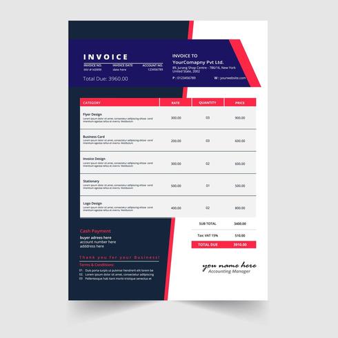 Modern minimal business invoice template  vector