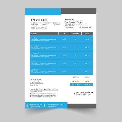 Minimal business invoice template  vector