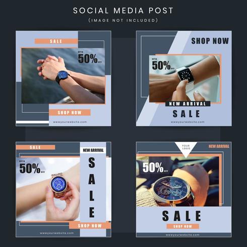 Set of Fashion sale offer social post square  vector