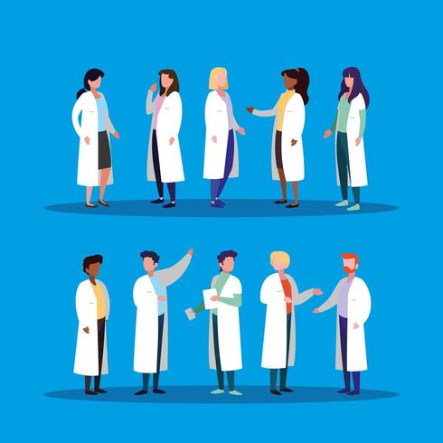 group of doctors avatar character vector