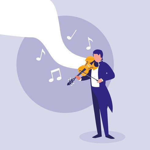 elegant man playing fiddle classical vector