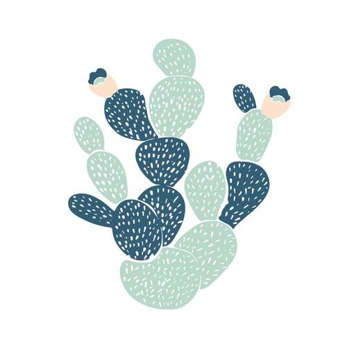 Hand drawn decorative  cacti. in Scandinavian style vector