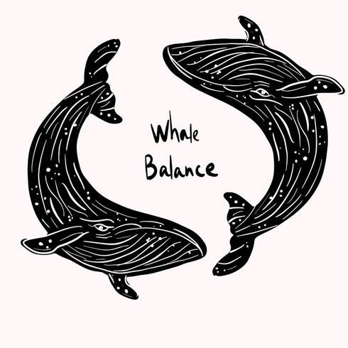 Balance de la vida marina de la ballena negra vector