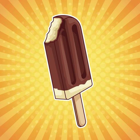 Popsicle pop art cartoon on sunburst pattern vector