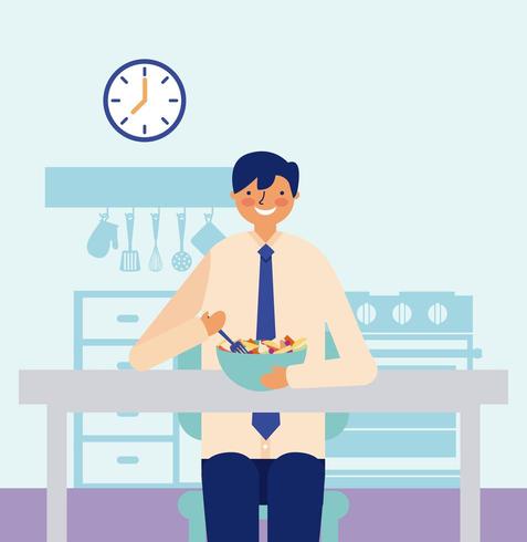 daily activity man eating fruits vector