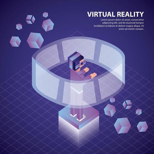 realidad virtual isométrica vector