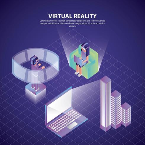 realidad virtual isométrica vector