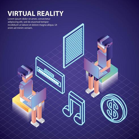 realidad virtual isométrica vector