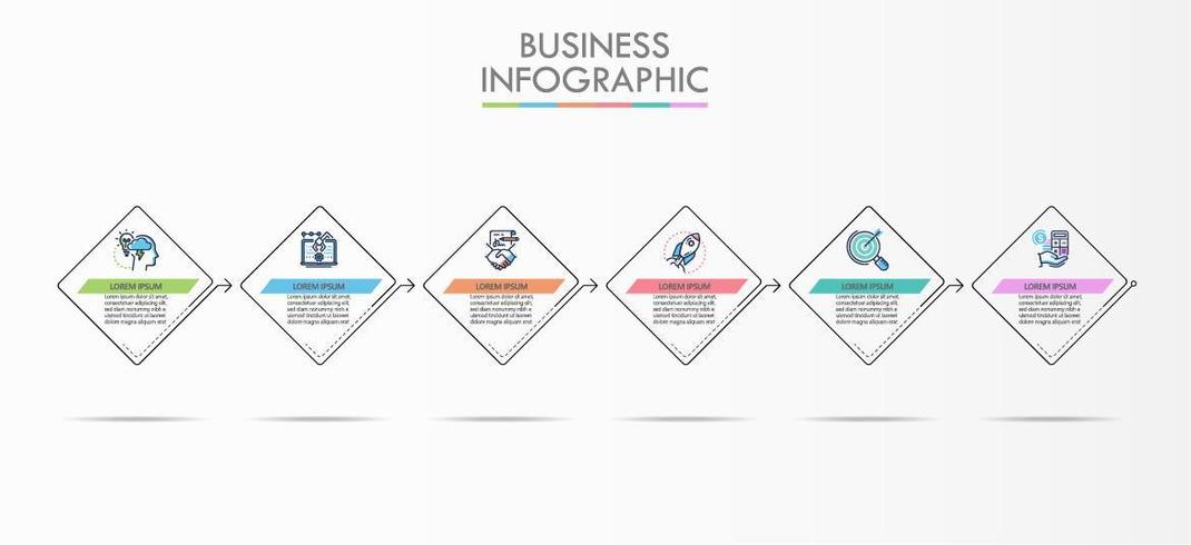 Plantilla de infografía cuadrado de línea de tiempo de negocios vector