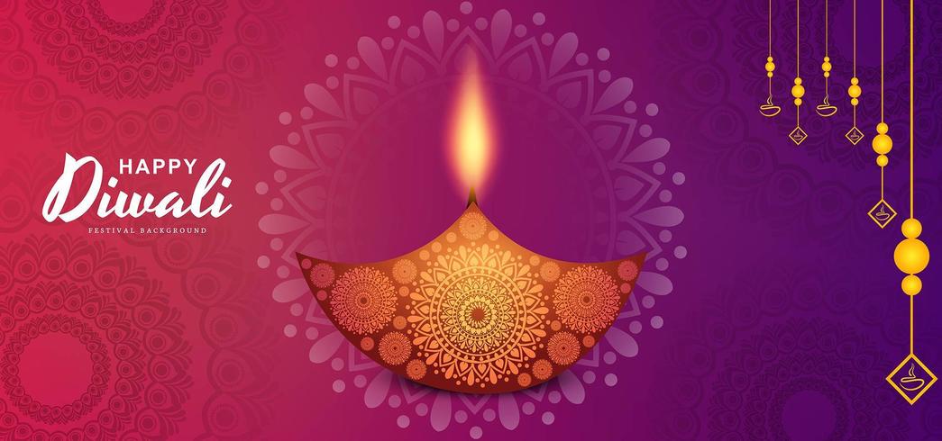 Fondo del festival de Diwali Adorno floral redondo vector