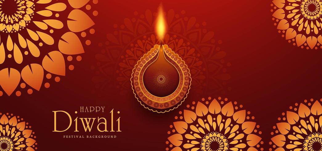 Elegant card design of traditional Indian festival Diwali  vector