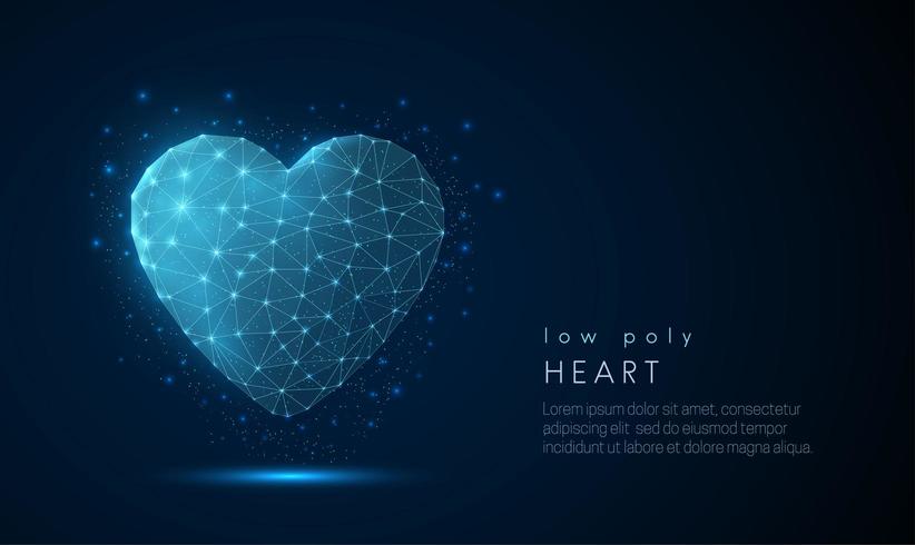 Abstract heart icon. Low poly style design. vector