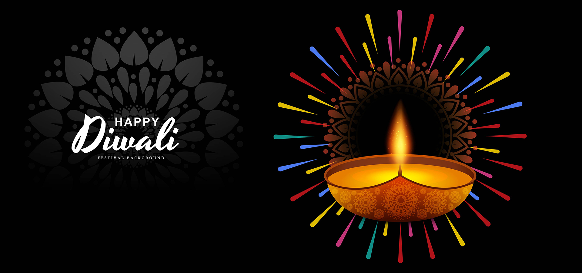 Beautiful Happy Diwali diya card celebration background ...