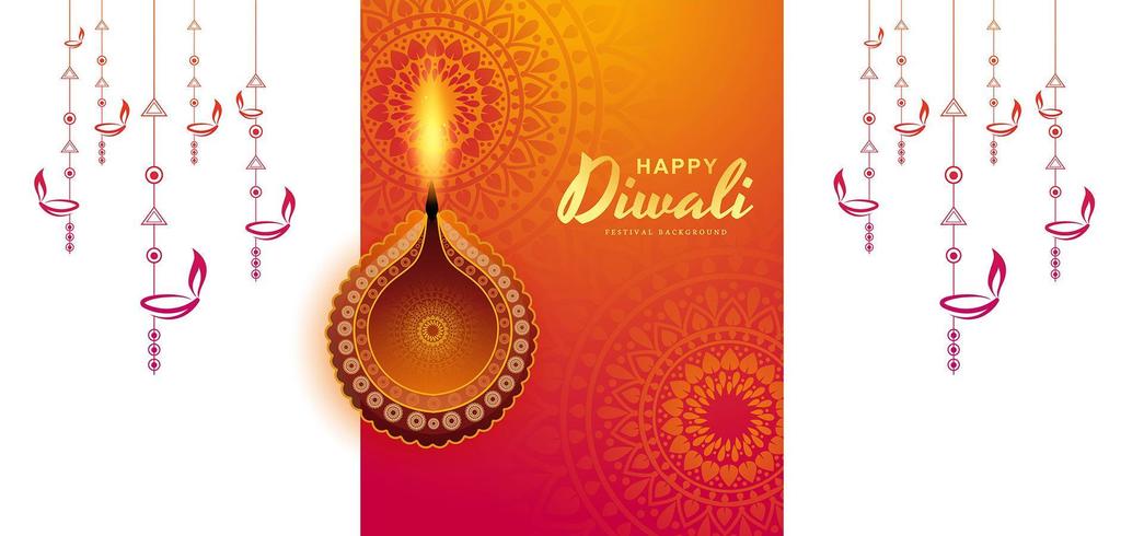 Lámpara iluminada creativa iluminada fondo diwali colorido vector