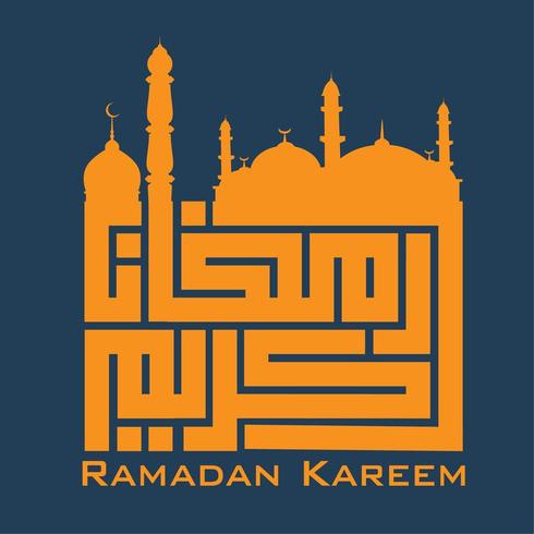 Mosque Typography ramadan kareem vector