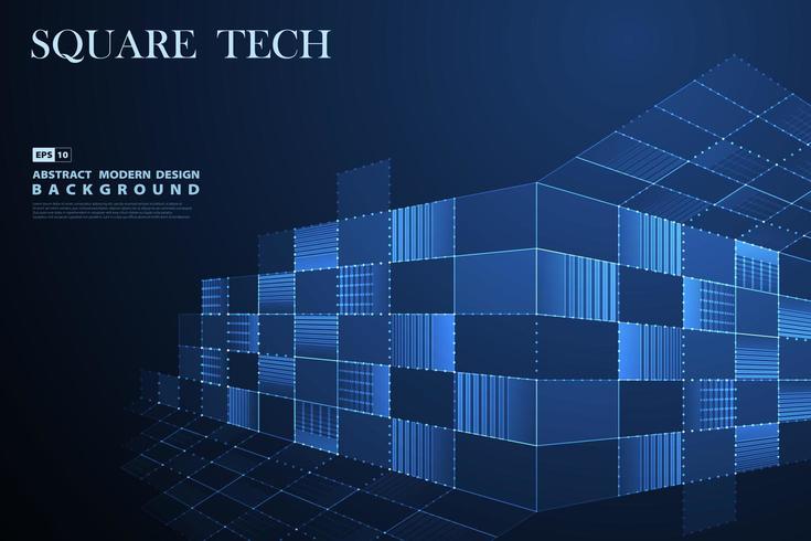 Blue square technology decoration vector